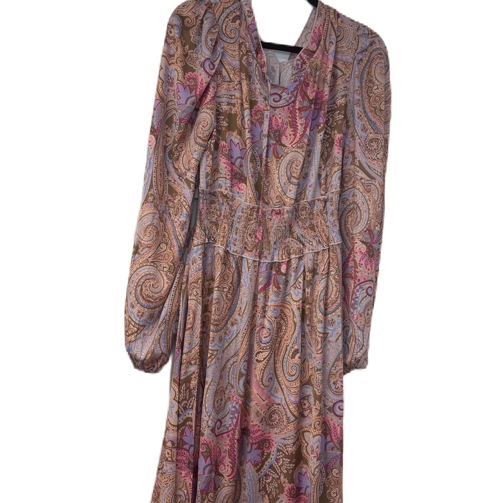 Pink and Pasley NWT Long Sleeve Dress bundle bubble shoulder scrunch waist midi - Picture 2 of 6